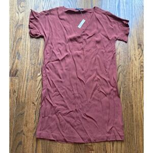 NWT Madewell Dress Womens XS Ruffle Sleeve Easy Red AL276 Viscose Lightweight